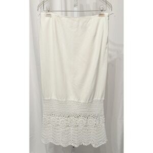Y2K Bandolino Skirt Size 6 Ivory Linen Blend Maxi  Crochet Cottagecore NWT